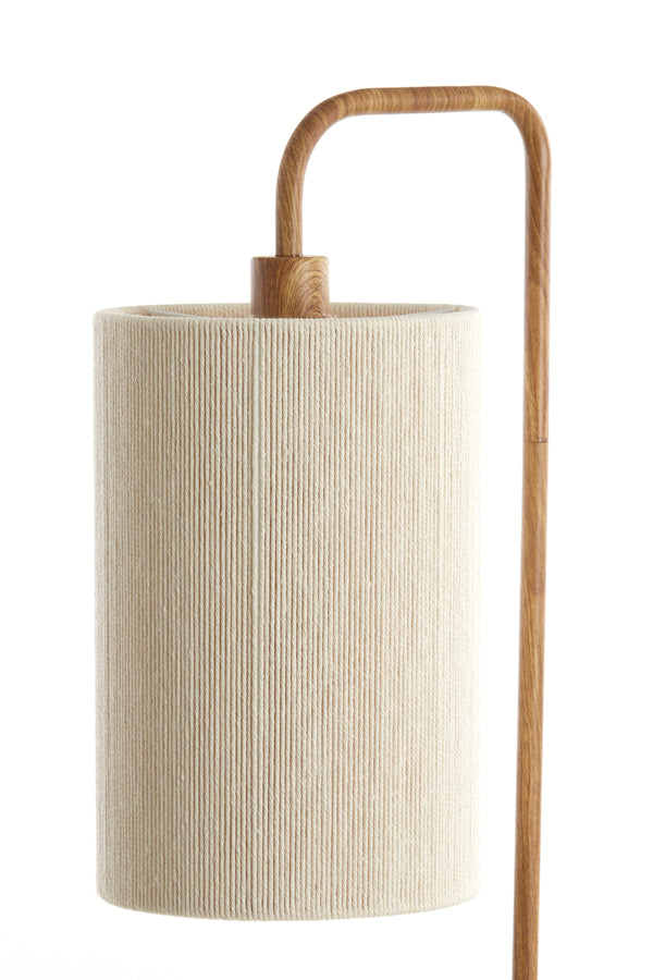Vloerlamp Donio wood print natural+rope cream