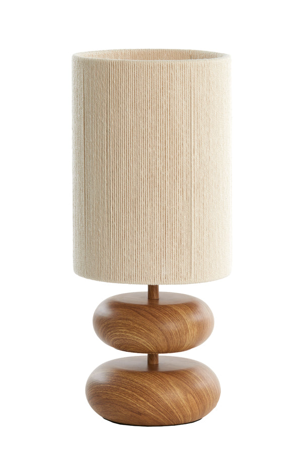 Tafellamp Wood Danialo print nat+rope cream