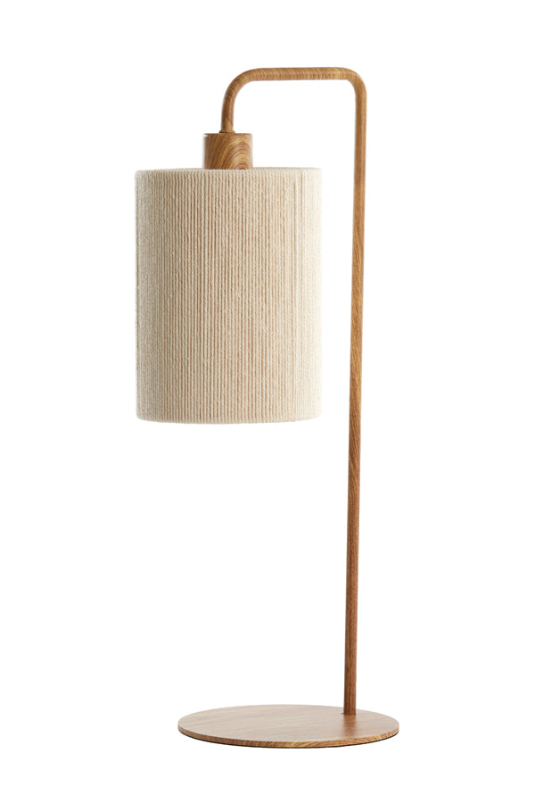 Tafellamp Donio wood print natural+rope cream