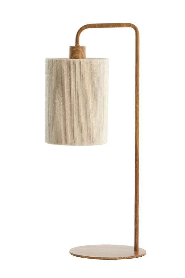 Tafellamp Donio wood print natural+rope cream