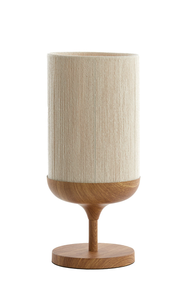 Tafellamp Wood Dania print nat+rope cream