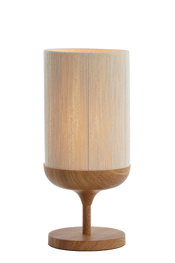 Tafellamp Wood Dania print nat+rope cream