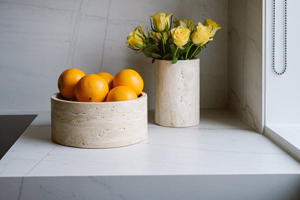 Travertine Fruitschaal rond