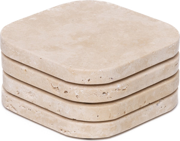 Travertine onderzetters Set van 4