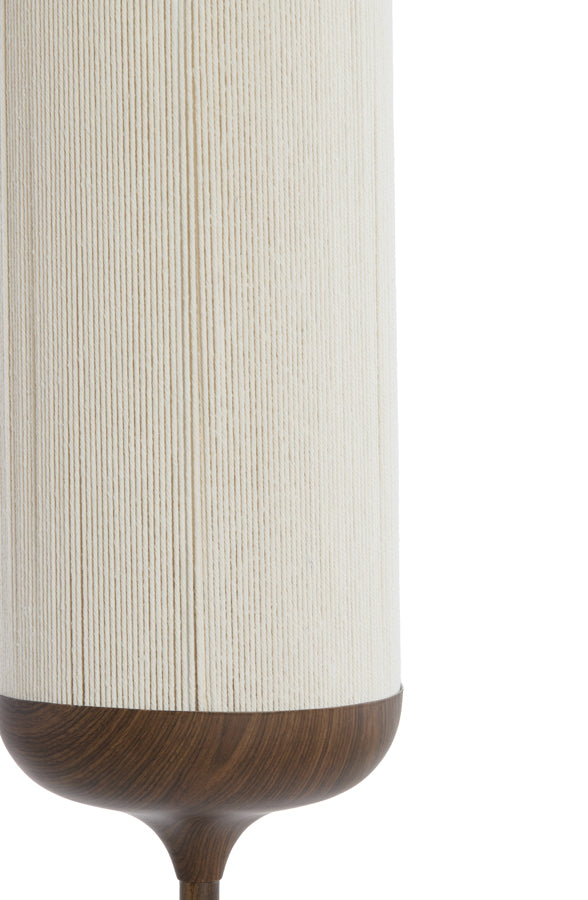 Vloer lamp Ø23x159 cm DANIA wood print d brown+rope cream