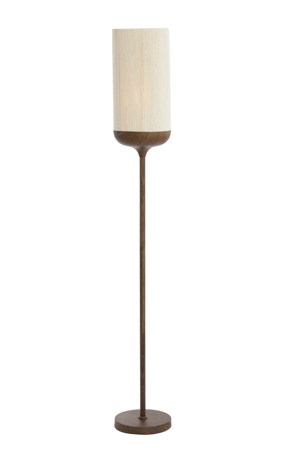 Vloer lamp Ø23x159 cm DANIA wood print d brown+rope cream