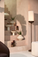 Vloer lamp Ø23x159 cm DANIA wood print d brown+rope cream