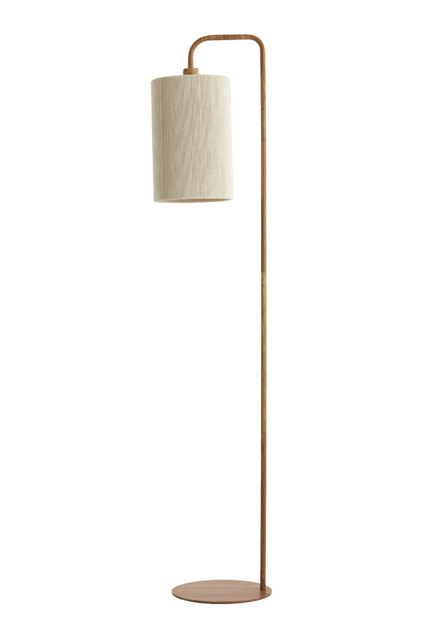 Vloerlamp Donio wood print natural+rope cream