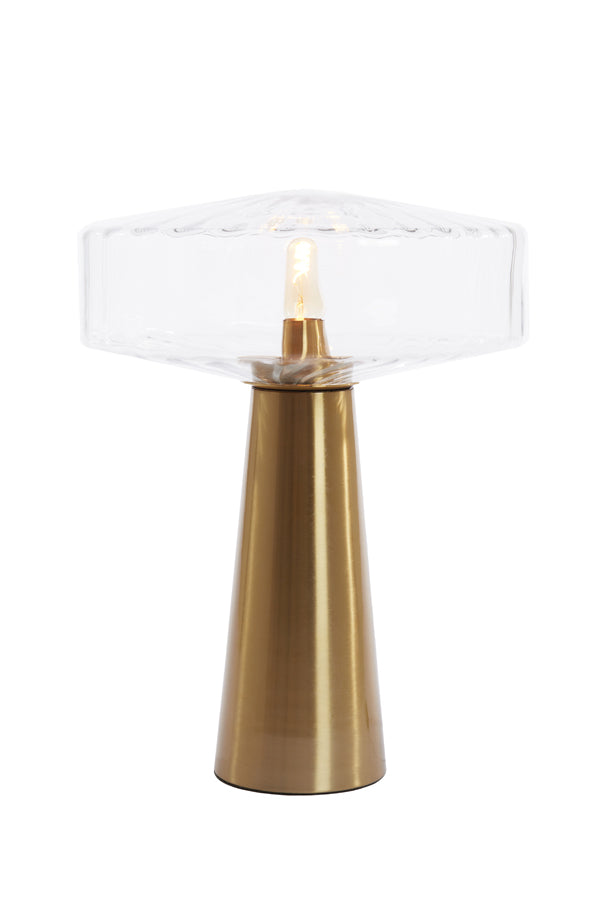 Tafellamp Pleat Glas helder+goud