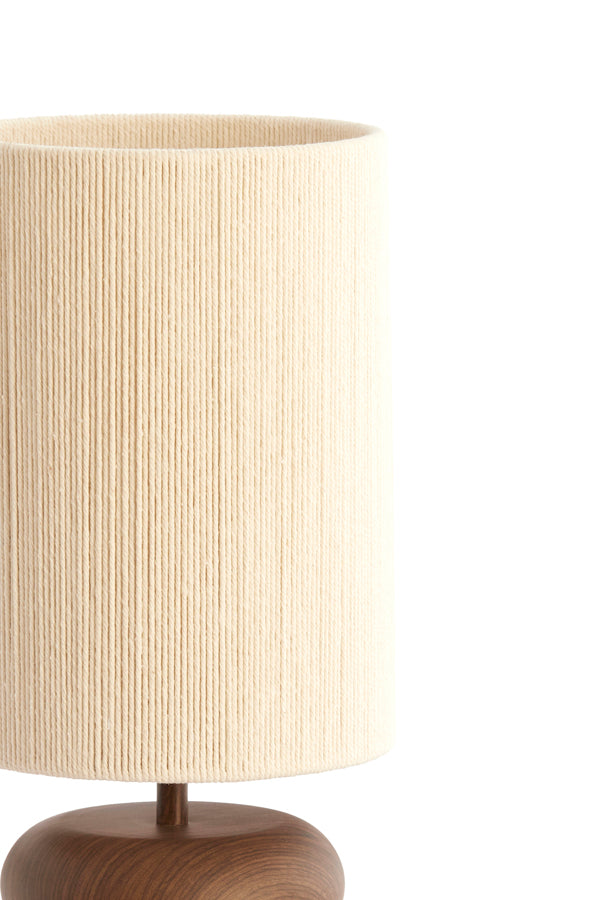 Tafellamp Wood Danialo print d brown+rope cream