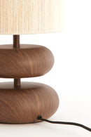 Tafellamp Wood Danialo print d brown+rope cream