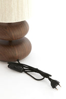 Tafellamp Wood Danialo print d brown+rope cream