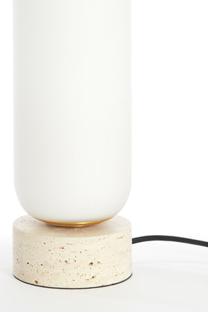 Tafellamp Rylano glass milky+sand+antique bronze