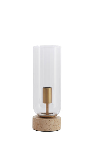 Tafellamp Rylano glass clear+sand+antique bronze