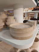 Travertine dienblad met rand rond