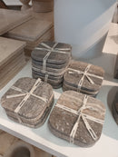 Titanium travertine onderzetters Set van 4