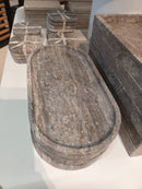 Titanium travertine Dienblad met rand ovaal