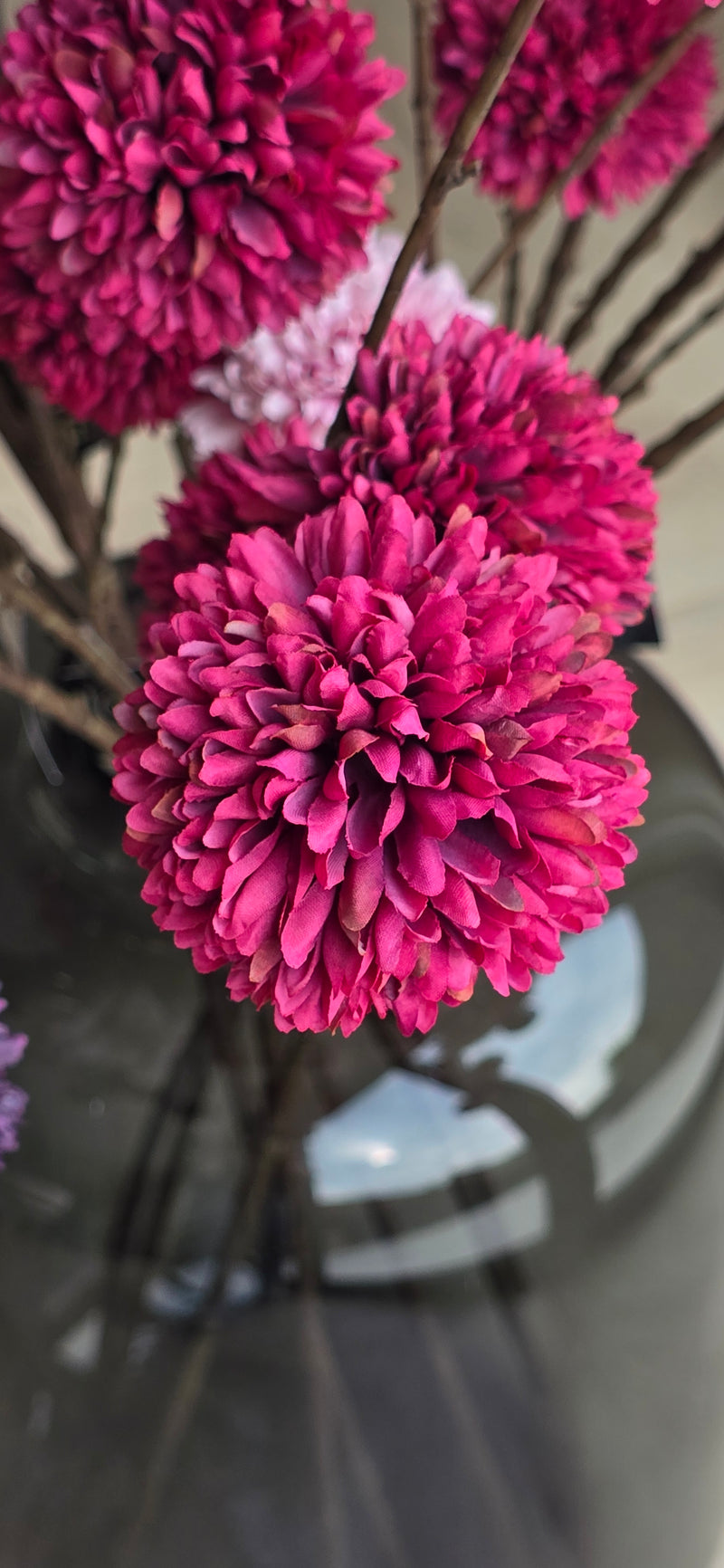 Kunstbloem Pom Pom Burgundy