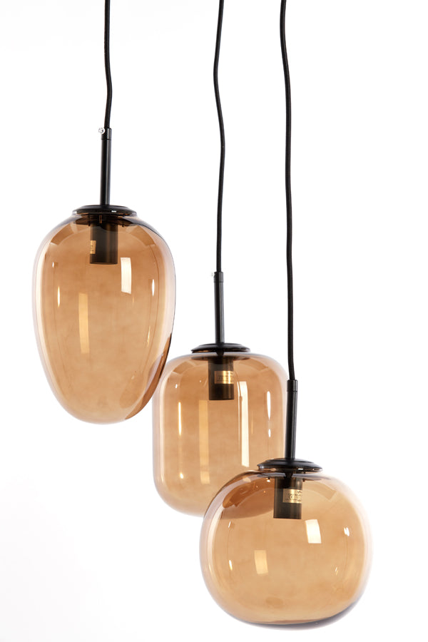 Hanglamp 3L Mezza Glass brown