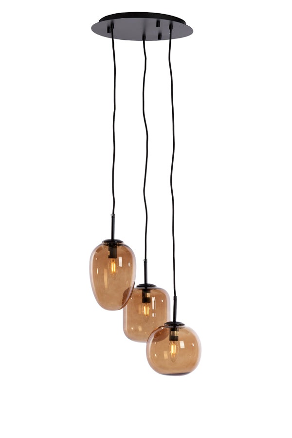 Hanglamp 3L Mezza Glass brown