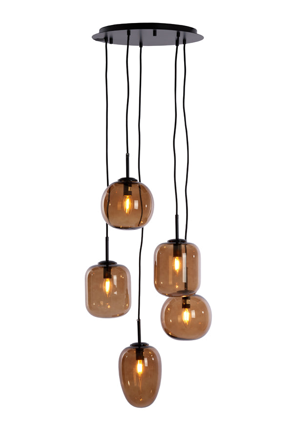 Hanglamp 5L Mezza Glass brown