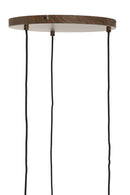 Hanging lamp 3L Ø35x32 cm DANIALO wood prnt d brwn+rope crm