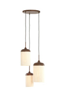 Hanging lamp 3L Ø35x32 cm DANIALO wood prnt d brwn+rope crm