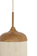 Hanging lamp 3L Ø35x32 cm DANIALO wood prnt natrl+rope cream