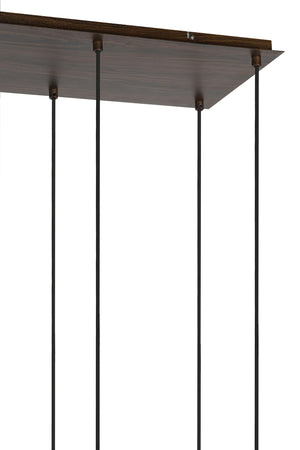 Hanging lamp 10L HUXI wood prnt d brwn+linen