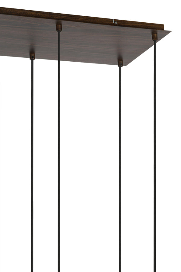 Hanging lamp 10L HUXI wood prnt d brwn+linen