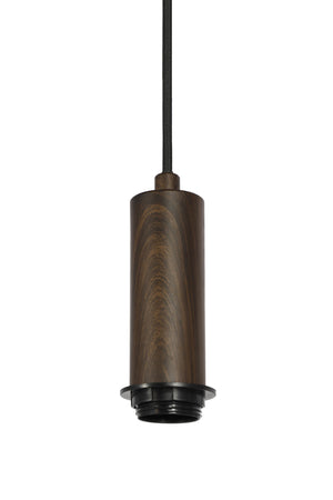 Hanging lamp 10L HUXI wood prnt d brwn+linen