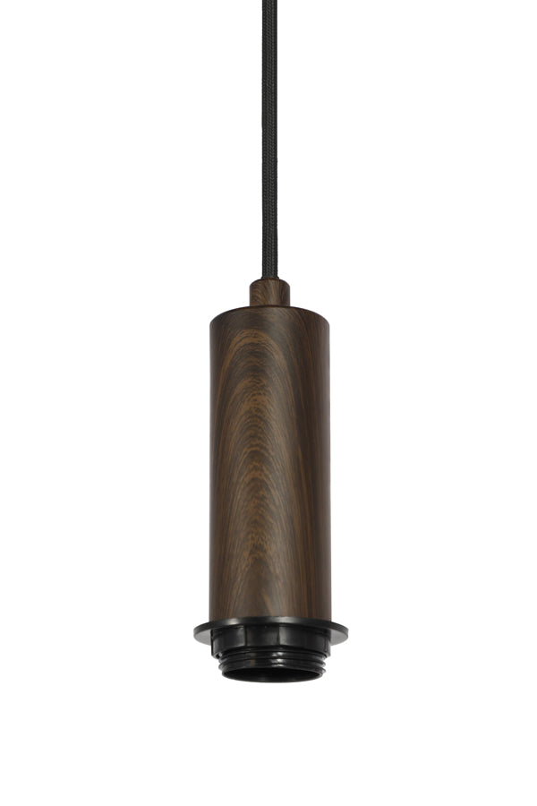 Hanging lamp 10L HUXI wood prnt d brwn+linen
