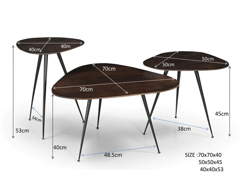 Salontafel Brix Loua Brown Set van 3