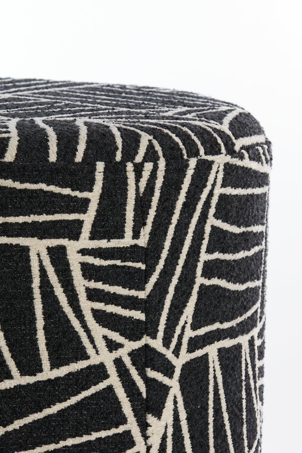 Poef Davonte Black-white