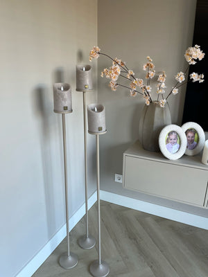 Beige vloerkandelaren Set van 3 stuks incl. beige LED candles