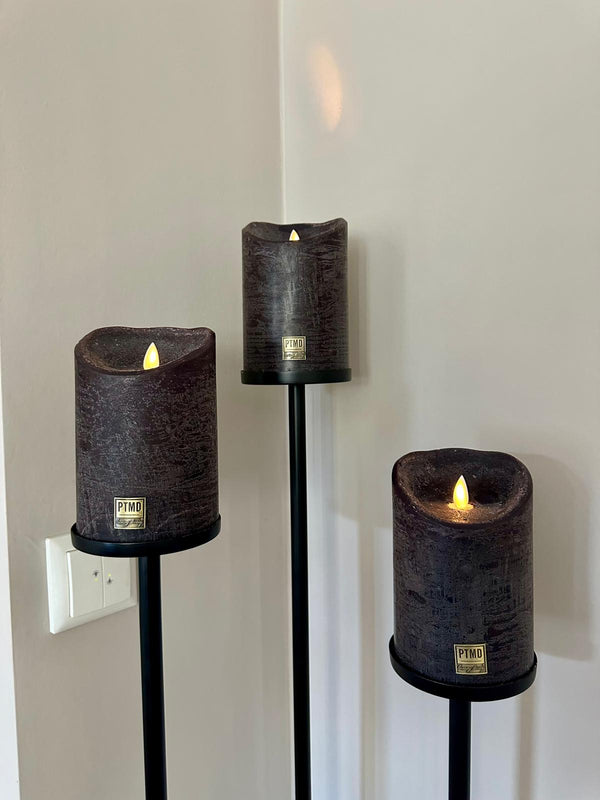 Detailfoto LED Light Candle Rustic Black Moveable Flame PTMD 