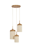 Hanging lamp 3L Ø35x32 cm DANIALO wood prnt natrl+rope cream Light&Living
