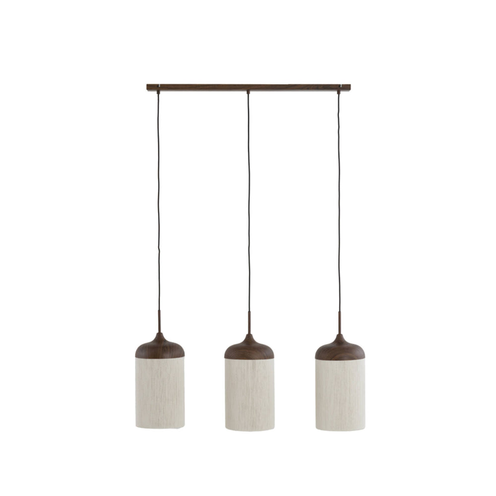 Hanglamp Wood Dania wood print d brown+rope cream Light&Living