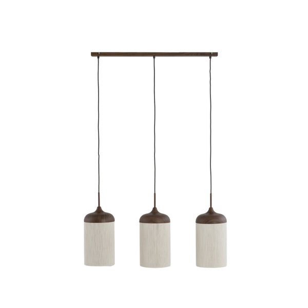 Hanglamp Wood Dania wood print d brown+rope cream Light&Living