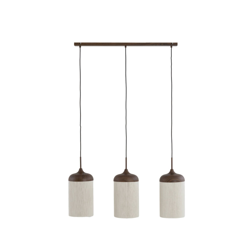 Hanglamp Wood Dania wood print d brown+rope cream Light&Living