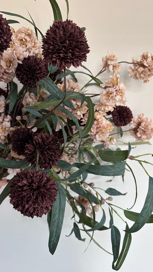 Kunstbloem Pom Pom Bourgogne Bruin