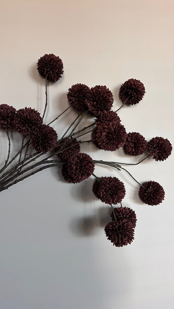 Kunstbloem Pom Pom Bourgogne Bruin