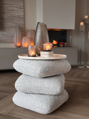 Poef Laurie Light grey-cream