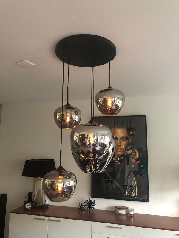 Mayson Mat zwart+Glas smoke 5 Lamps Compleet