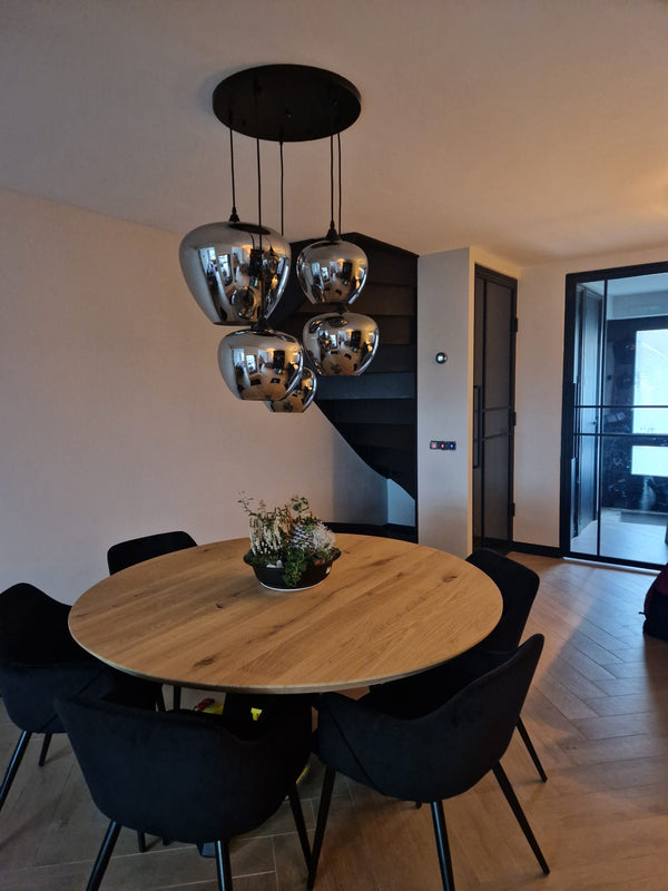 Mayson Mat zwart+Glas smoke 5 Lamps Compleet