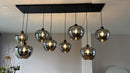 Mayson Mat zwart+Glas smoke 8 lamps Compleet