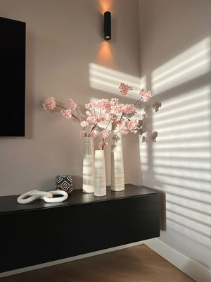 kunstbloesem powderroze-lichtroze in set van 3 vazen