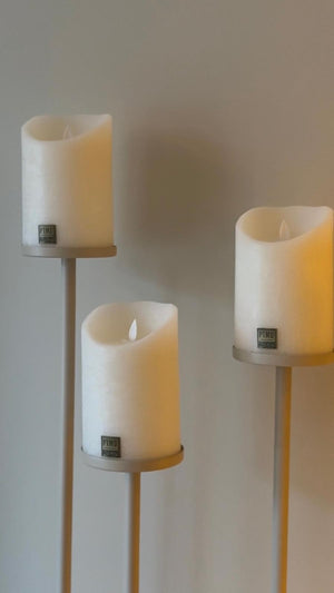 vloerkandelaren set van 3 beige met witte led light candles