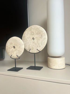 Tafellamp Rylano glass milky+sand+antique bronze