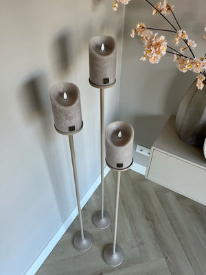Beige vloerkandelaren Set van 3 stuks incl. beige LED candles